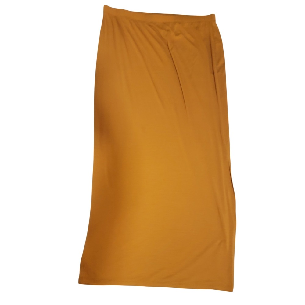 Faded Glory Womens Honey Saffron Orange Maxi Skirt Side Slits XL 16-18 - Picture 2 of 3